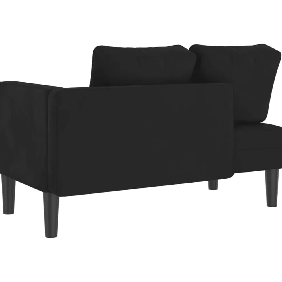 vidaXL Chaise longue met kussens fluweel zwart