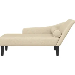 vidaXL Chaise longue met kussens stof crèmekleurig