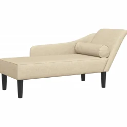 vidaXL Chaise longue met kussens stof crèmekleurig