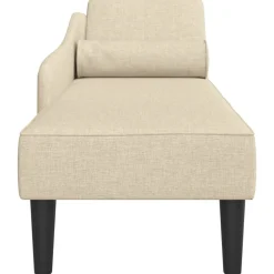 vidaXL Chaise longue met kussens stof crèmekleurig