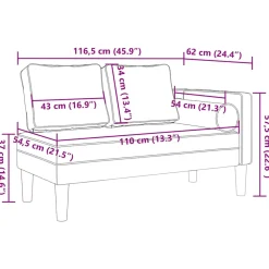 vidaXL Chaise longue met kussens fluweel wijnrood