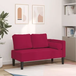 vidaXL Chaise longue met kussens fluweel wijnrood