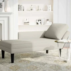 vidaXL Chaise longue met kussen&rechterarmleuning fluweel crèmekleurig