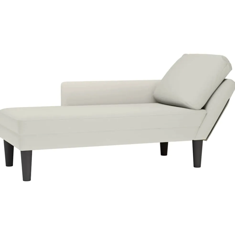vidaXL Chaise longue met kussens fluweel crèmekleurig