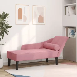 vidaXL Chaise longue met kussens fluweel roze