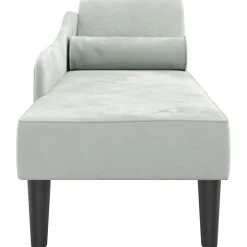 vidaXL Chaise longue met kussens fluweel lichtgrijs