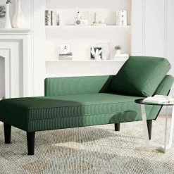 vidaXL Chaise longue met kussen corduroy stof donkergroen