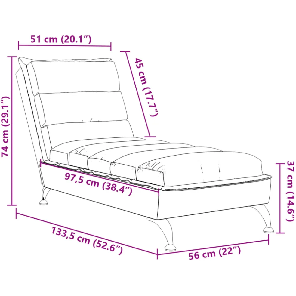 vidaXL Chaise longue met kussens stof donkergrijs