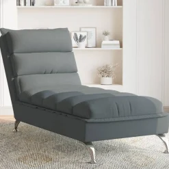 vidaXL Chaise longue met kussens stof donkergrijs