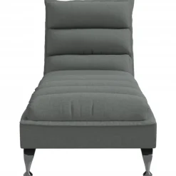 vidaXL Chaise longue met kussens stof donkergrijs