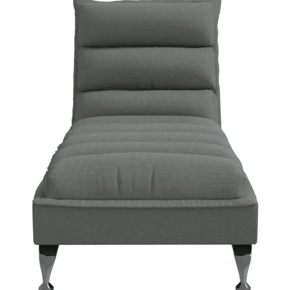 vidaXL Chaise longue met kussens stof donkergrijs