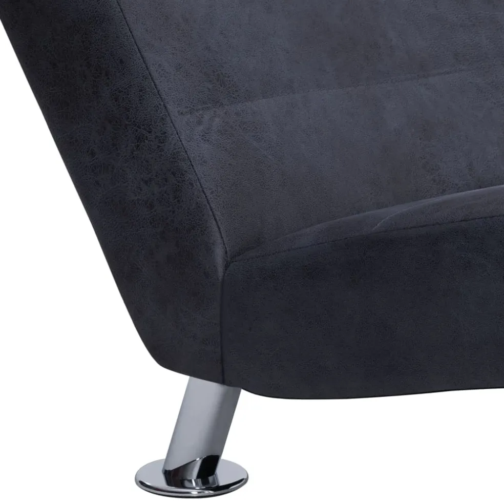 vidaXL Chaise longue met kussen kunstsuède grijs
