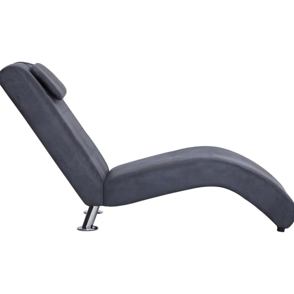 vidaXL Chaise longue met kussen kunstsuède grijs