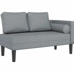 vidaXL Chaise longue met kussens stof lichtgrijs