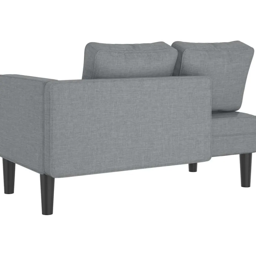 vidaXL Chaise longue met kussens stof lichtgrijs
