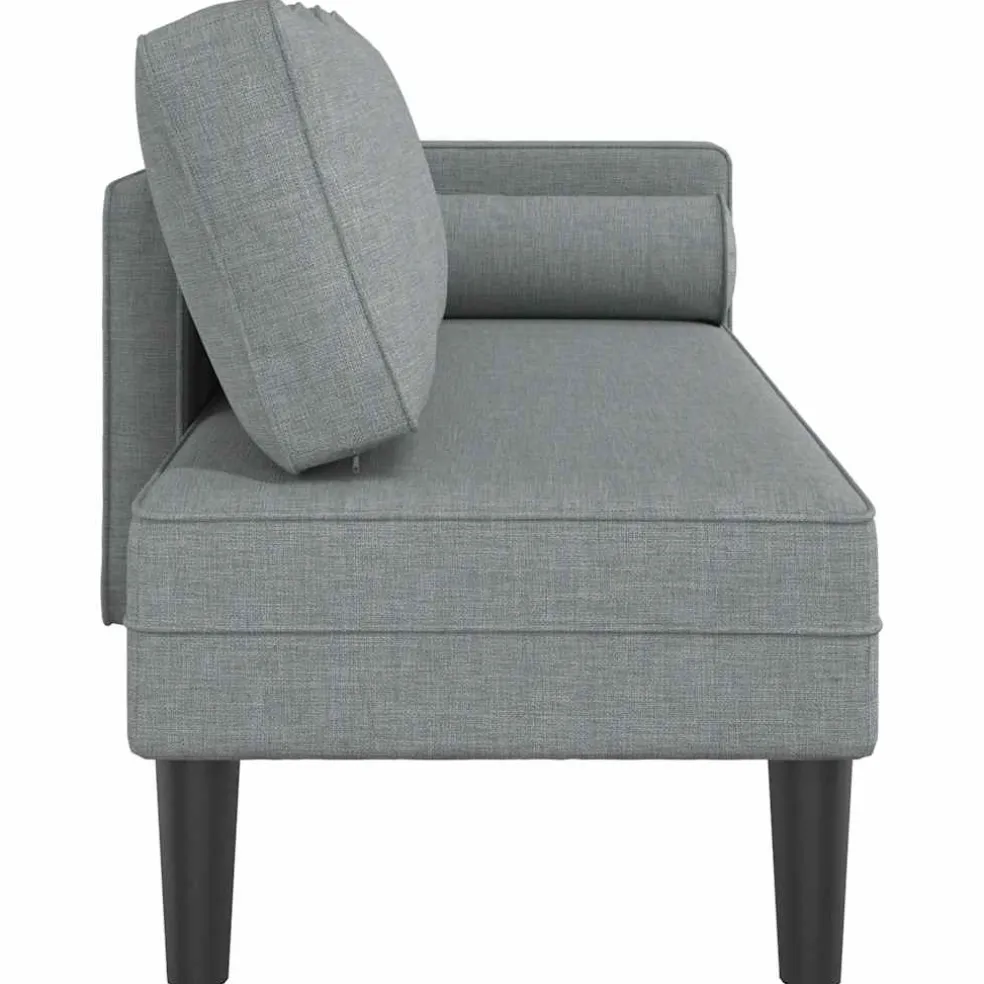 vidaXL Chaise longue met kussens stof lichtgrijs