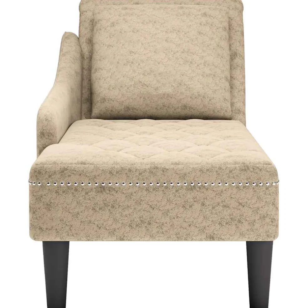 vidaXL Chaise longue met kussen&rechterarmleuning kunstleer lichtgrijs