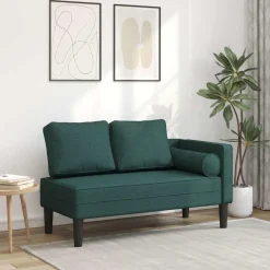 vidaXL Chaise longue met kussens stof donkergroen