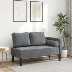 vidaXL Chaise longue met kussens fluweel donkergrijs