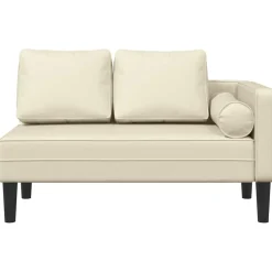 vidaXL Chaise longue met kussens kunstleer crème