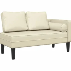 vidaXL Chaise longue met kussens kunstleer crème