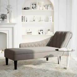 vidaXL Chaise longue met kussen en rechterarmleuning stof taupe