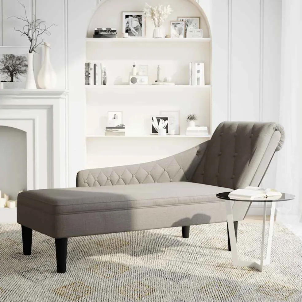 vidaXL Chaise longue met kussen en rechterarmleuning stof taupe
