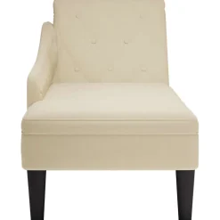 vidaXL Chaise longue met kussen en rechterarmleuning stof crèmekleurig