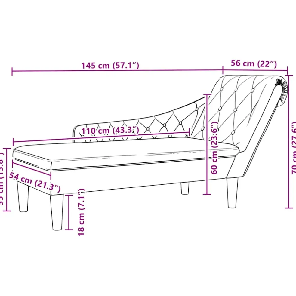 vidaXL Chaise longue met kussen&rechterarmleuning fluweel donkergrijs