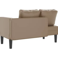 vidaXL Chaise longue met kussens kunstleer cappuccino