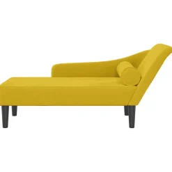 vidaXL Chaise longue met kussens stof zwart