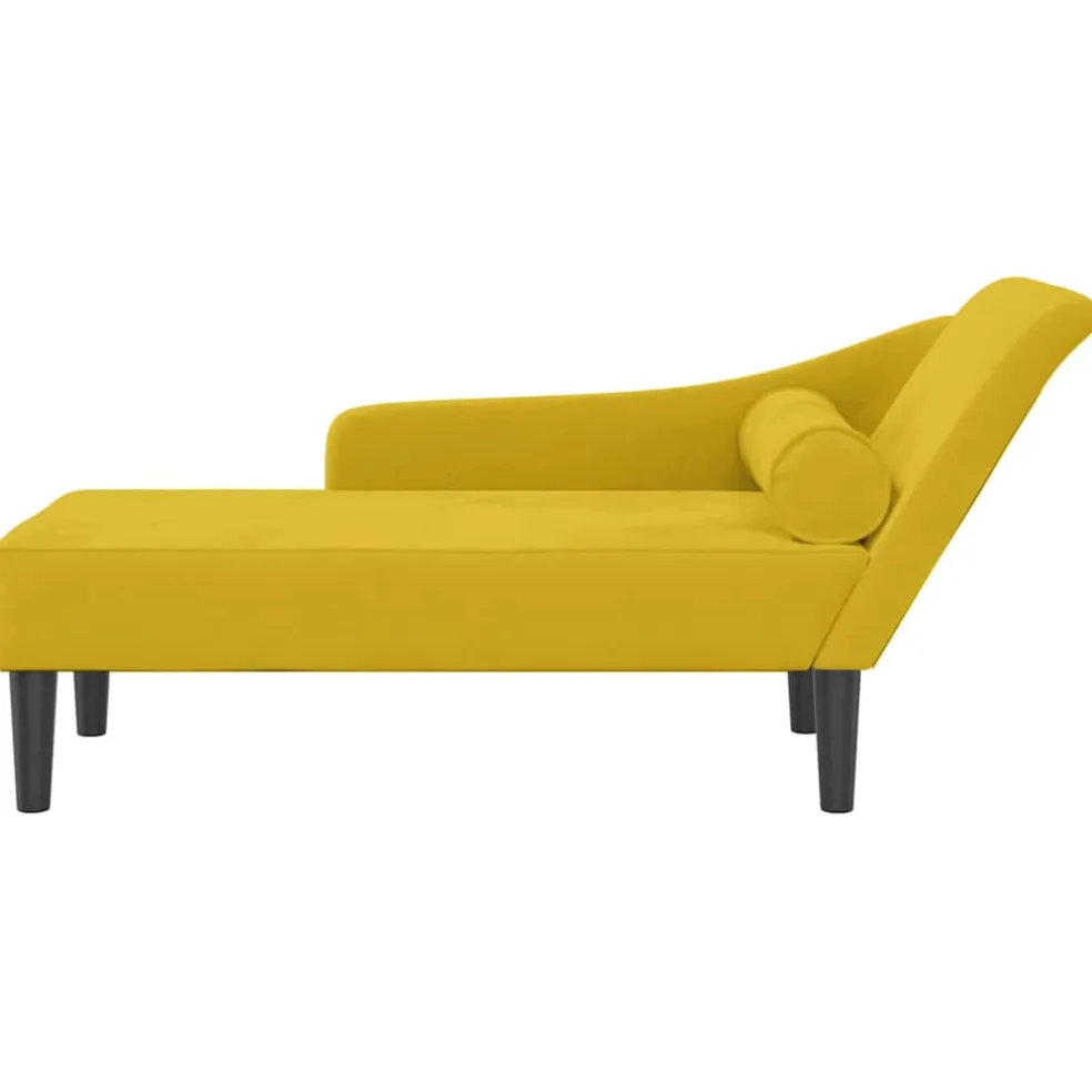 vidaXL Chaise longue met kussens stof zwart