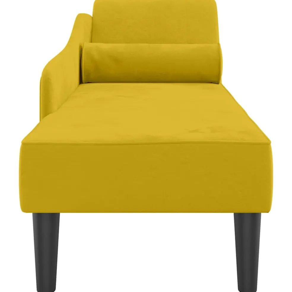 vidaXL Chaise longue met kussens stof zwart