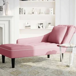 vidaXL Chaise longue met kussen en rechterarmleuning fluweel roze