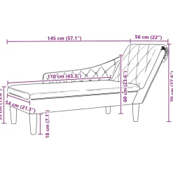 vidaXL Chaise longue met kussen en rechterarmleuning stof zwart