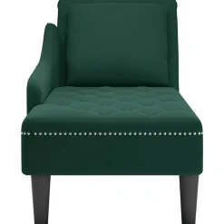 vidaXL Chaise longue met kussen&rechterarmleuning fluweel donkergroen