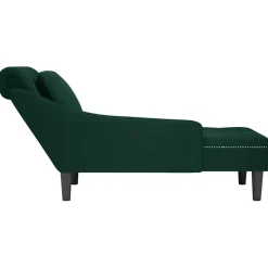 vidaXL Chaise longue met kussen&rechterarmleuning fluweel donkergroen