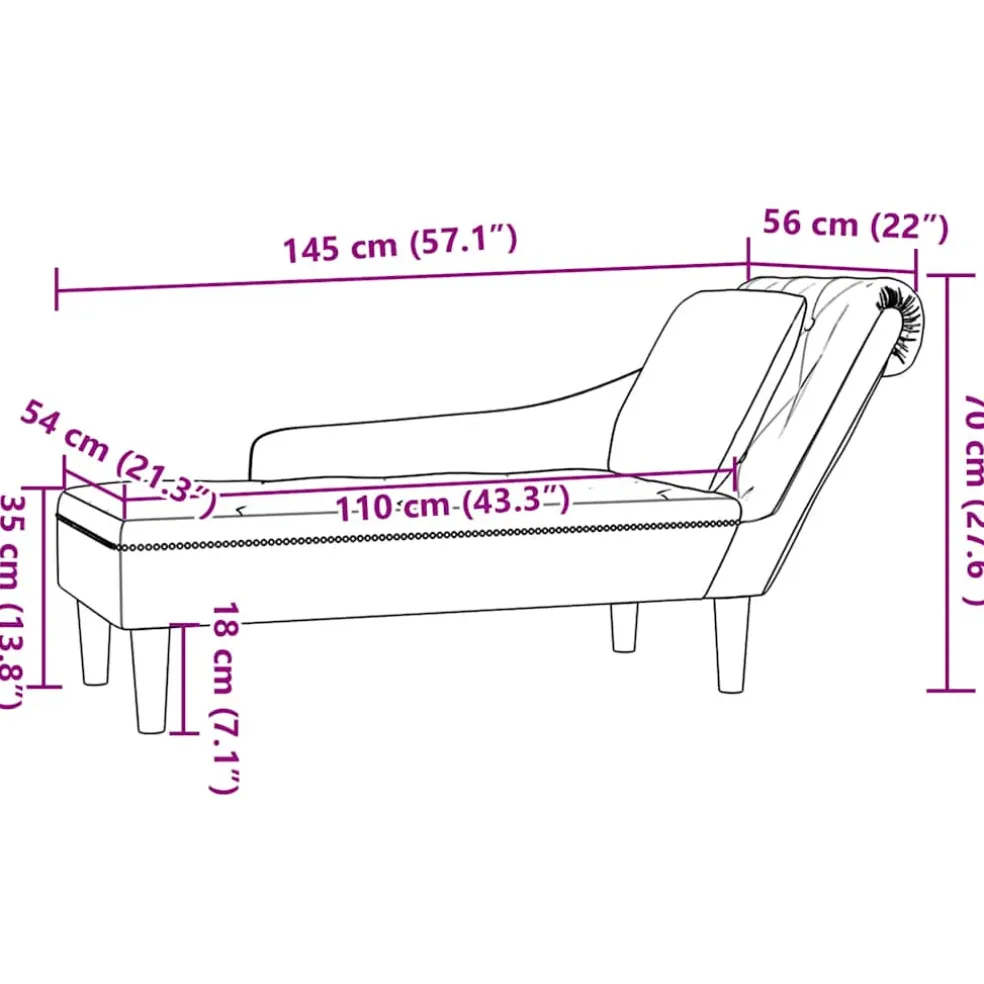 vidaXL Chaise longue met kussen&rechterarmleuning fluweel donkergroen
