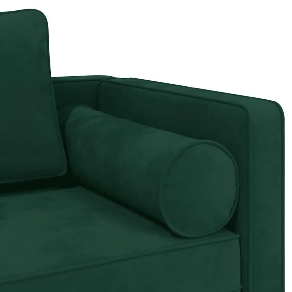 vidaXL Chaise longue met kussens fluweel donkergroen