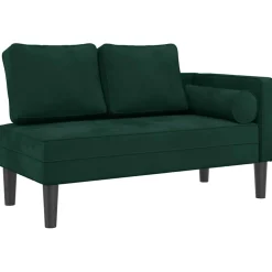 vidaXL Chaise longue met kussens fluweel donkergroen