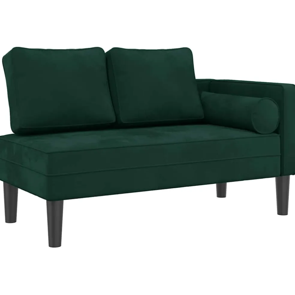 vidaXL Chaise longue met kussens fluweel donkergroen