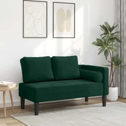 vidaXL Chaise longue met kussens fluweel donkergroen