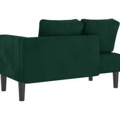 vidaXL Chaise longue met kussens fluweel donkergroen