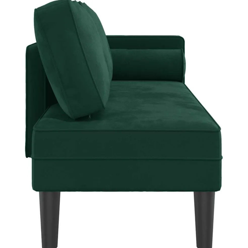 vidaXL Chaise longue met kussens fluweel donkergroen
