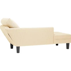 vidaXL Chaise longue met kussen corduroy stof crèmekleurig