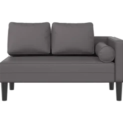 vidaXL Chaise longue met kussens kunstleer grijs
