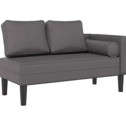 vidaXL Chaise longue met kussens kunstleer grijs