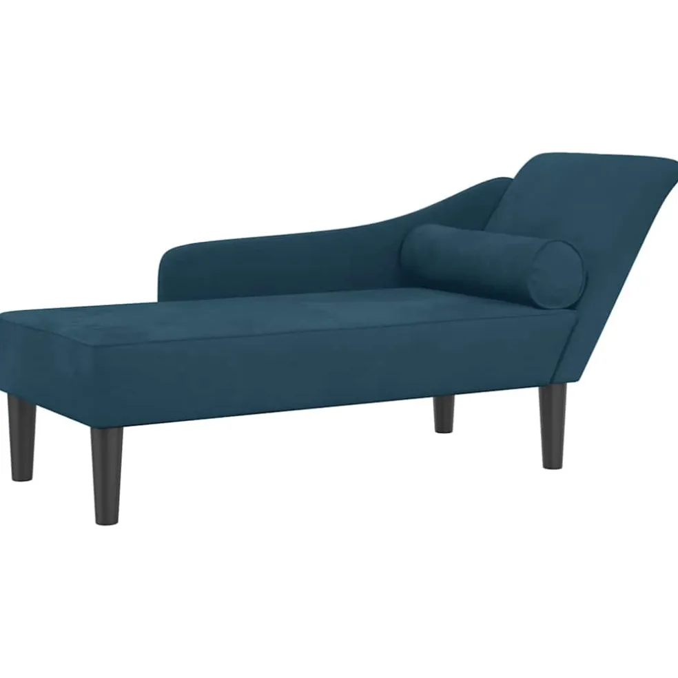 vidaXL Chaise longue met kussens fluweel blauw