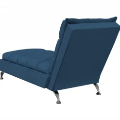vidaXL Chaise longue met kussens stof blauw
