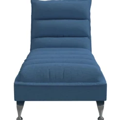 vidaXL Chaise longue met kussens stof blauw